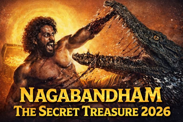 Nagabandham The Secret Treasure teaser poster showing hidden treasure adventure scene